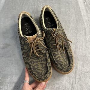 Twisted X Hooey Shoes Mens Size 11 Green Geometric Moccasin Casual MHYC017